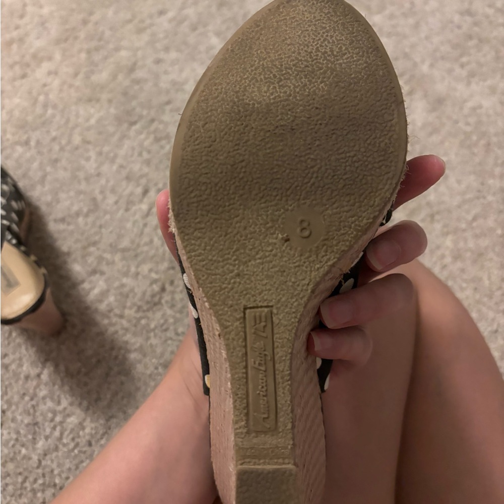 American Eagle Black and White Polka Dot Wedges - Picture 2 of 2